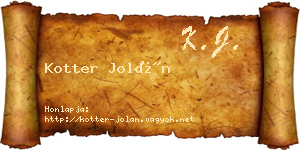 Kotter Jolán névjegykártya
