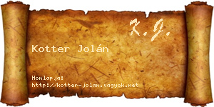 Kotter Jolán névjegykártya